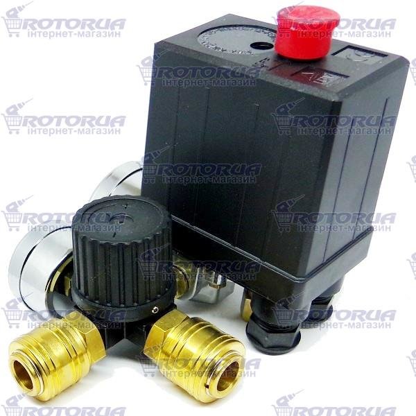 Прессостат блок автоматика компрессора 220В в сборе малый с быстроразъемами &mdash; rotorua.com.ua