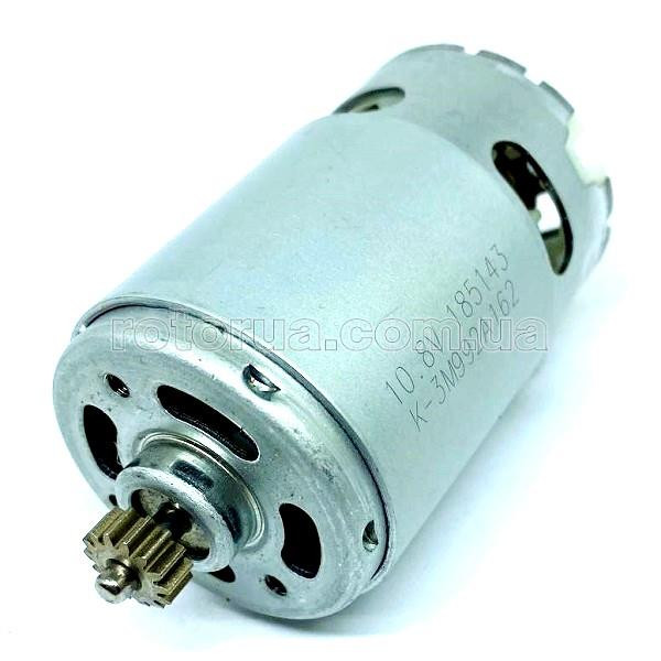 Двигатель 10,8 V Z14 аккумуляторного шуруповерта Sparky Оригинальная запчасть Sparky. Для моделей: аккумуляторный шуруповерт Sparky BR2 10.8Li-C HD; BUR2 10.8Li-C HD. Параметры: Напряжение питания 10,8 В/ Диаметр вала 3.1 мм/ Длина вала 75 мм/ Габаритный диаметр корпуса 38 мм/ Длина внешнего боченка корпуса 57 мм/ Внешний диаметр шестерни 9.5 мм/ Количество зубьев шестерни 14 шт.