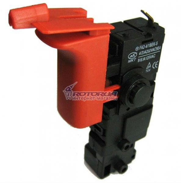 Кнопка перфоратора Bosch GBH 2-26 RE, GBH 2-28 DV, GBH 2-24DF аналог Для моделей: Stern RH26G; Stern RH30E; Протон ПЭ-900А; Протон ПЭ-900П; Vorskla ПМЗ 900-26; Витязь WPHD2800c; Odwerk BPH 900 RE и Bosch GBH 2-22 E, GBH 2-22 RE, GBH 2-26 E, GBH 2-26 DE, GBH 2-23 RE, GBH 2-23 REA, GBH 2-28 DV, GBH 2-28 DFV, GBH 2-26 RE, GBH 2-26 DRE, GBH 2400, GBH 2-26 DFR, GBH 2600, GBH 2-24D, GBH 2-24DF. Характеристики: Рычаг на педали для переключателя реверса/ Фиксатор/ Ток переменный 4 А/ Напряжение 250 В/ Высота клавиши 41 мм/ Толщина клавиши 18,5 мм.