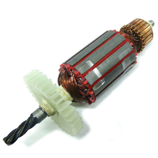 Якір дрилі Topex, Intertool PT-0190, ИжМаш 950, Протон Для моделей: Якорь дрели Topex, Intertool PT-0190, ИжМаш 950, Протон, Procraft PS950. Параметры: Длина (габарит) 146 мм/ Диаметр шихтованого каркаса 35 мм/ Длина каркаса 41,5 мм/ Диаметр коллектора 23 мм/ Посадка переднего подшипника 8 мм/ Посадка заднего подшипника 6 мм/ Количество зубьев 5 шт/ Наклон зубьев лево/ Расстояние между посадками подшипников 111 мм.