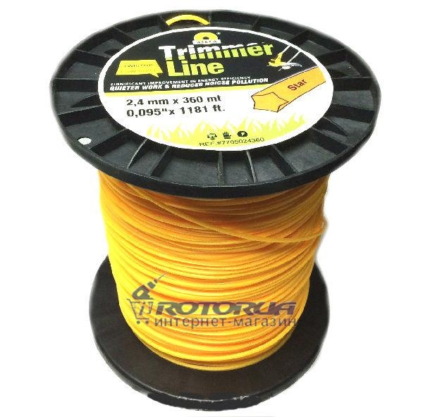 Ліска косильна струна для тріммера 2,4 мм 360м 5 променів &mdash; rotorua.com.ua