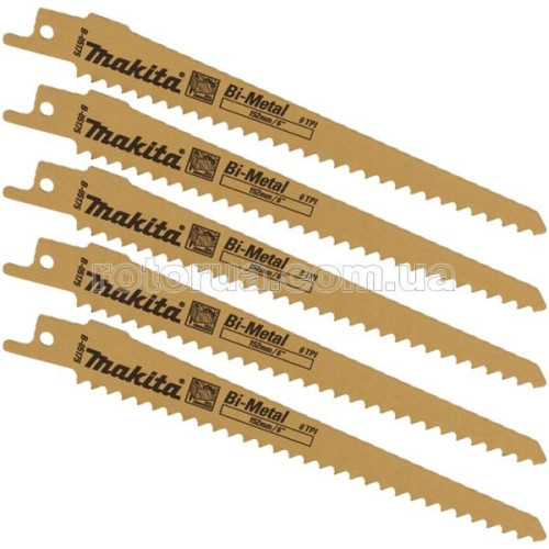 Полотно Makita Bi-Metal 152 мм для сабельной пилы по алюминию, дереву с гвоздями, пластику 5 шт фото 1 &mdash; rotorua.com.ua