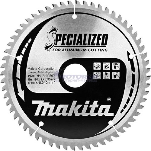 Диск пильний по алюмінію Makita Specialized 190х30х2,4 z60 фото 1 &mdash; rotorua.com.ua