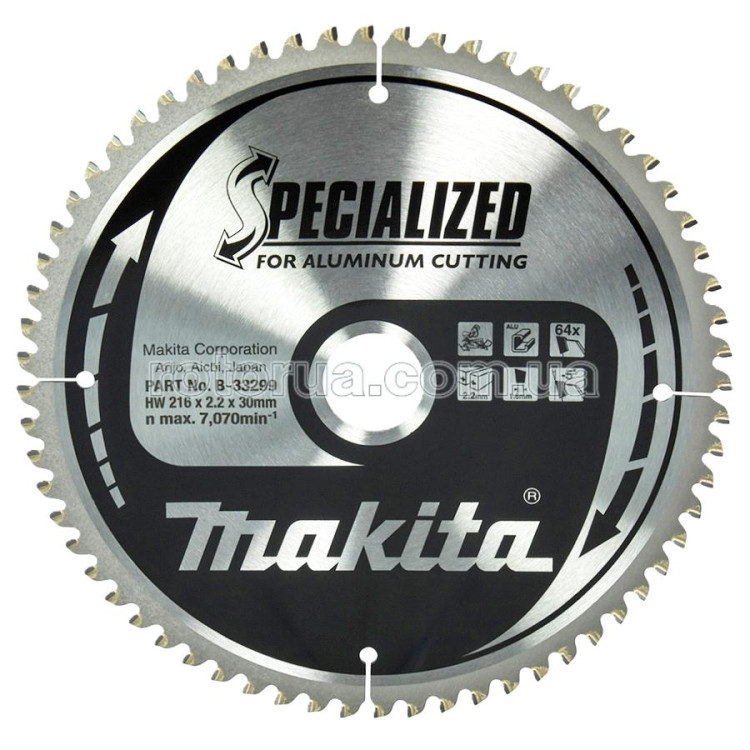 Диск пильный по алюминию Makita Specialized 216х30х2,2 z64 &mdash; rotorua.com.ua