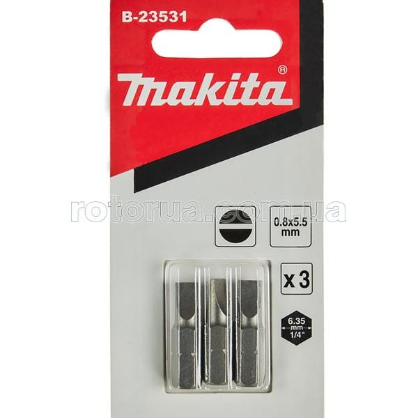 Бита SL0,8x5,5х25 мм Makita 3 шт &mdash; rotorua.com.ua