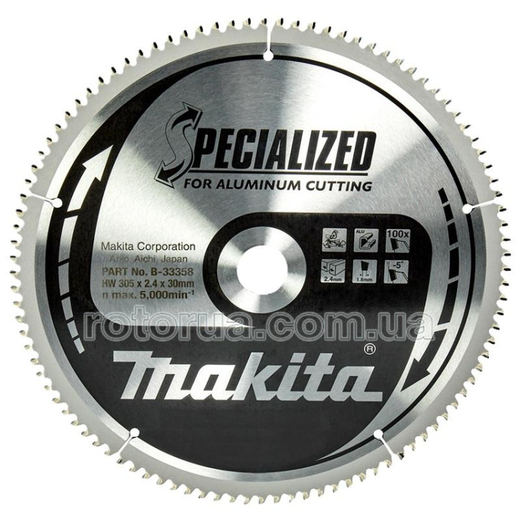 Диск пильный по алюминию Makita Specialized 305х30х2,4 z100 &mdash; rotorua.com.ua