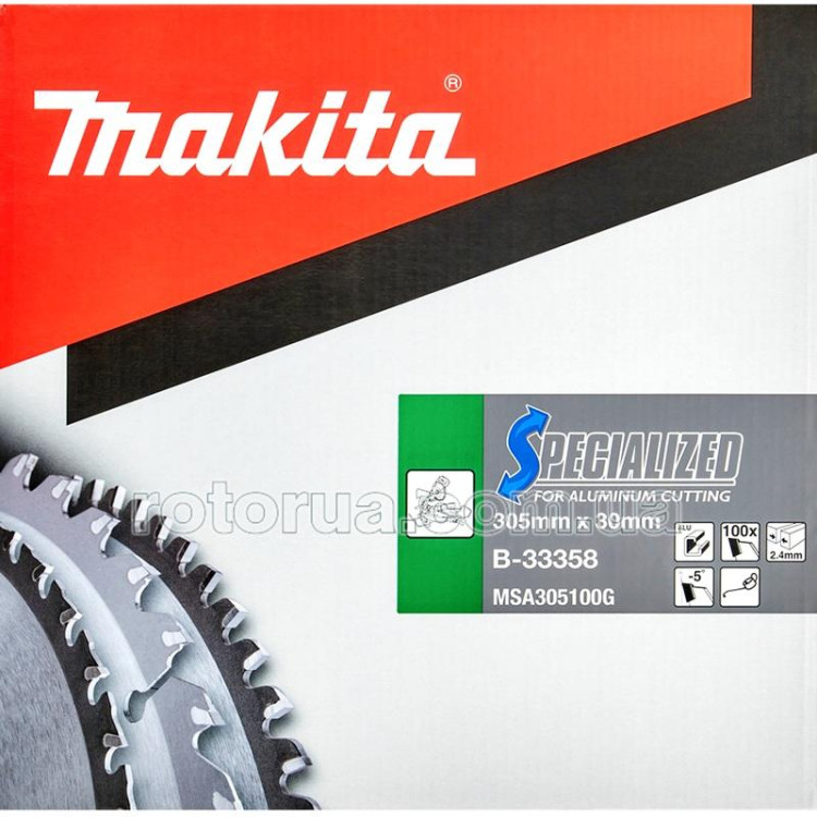 Диск пильный по алюминию Makita Specialized 305х30х2,4 z100 &mdash; rotorua.com.ua