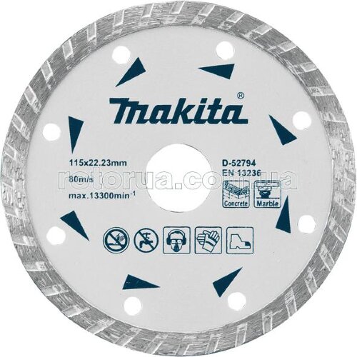 Алмазний диск по бетону Makita 115x2,3x7x22,23 Turbo D-41626 фото 1 — rotorua.com.ua