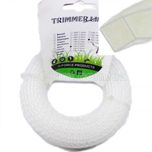 Лісочка струна косильна для тримера 3,3 мм 12 м кручений квадрат фото 1 — rotorua.com.ua