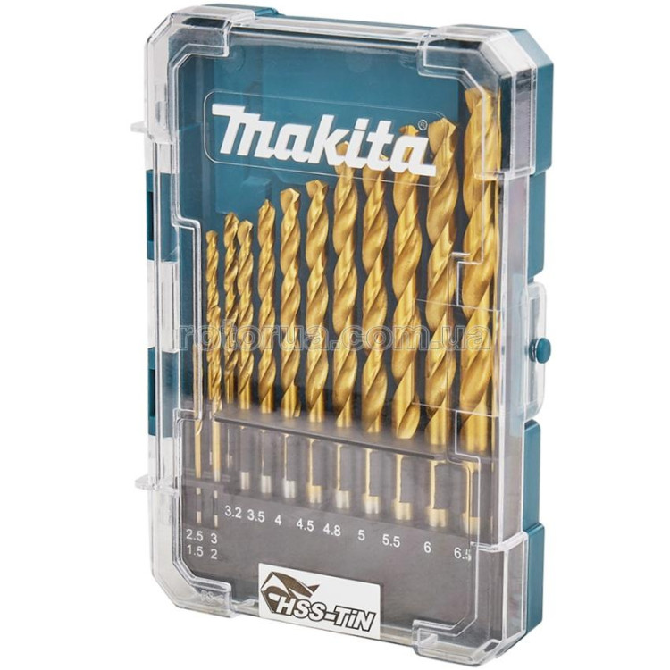 Набір свердел по металу Makita HSS-TiN 1,5-6,5 мм 13 шт &mdash; rotorua.com.ua