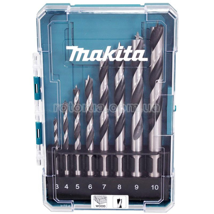 Набір свердел по дереву 3-10 мм Makita 8 шт &mdash; rotorua.com.ua