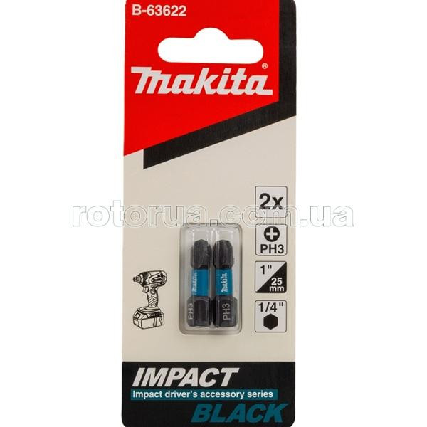 Ударная бита PH3х25 Impact Black Makita 2 шт &mdash; rotorua.com.ua