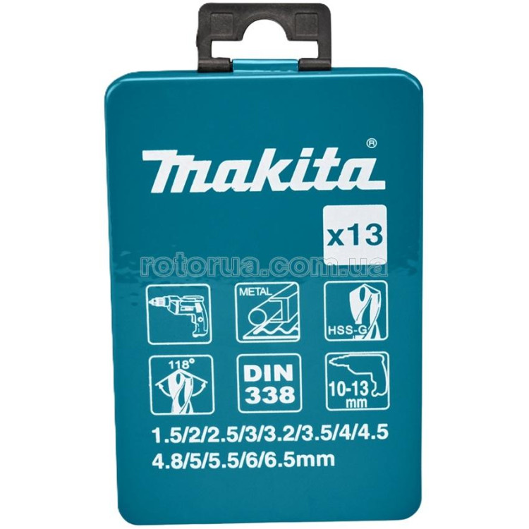 Набір свердел по металу Makita HSS-G 1,5-6,5 мм 13 шт &mdash; rotorua.com.ua